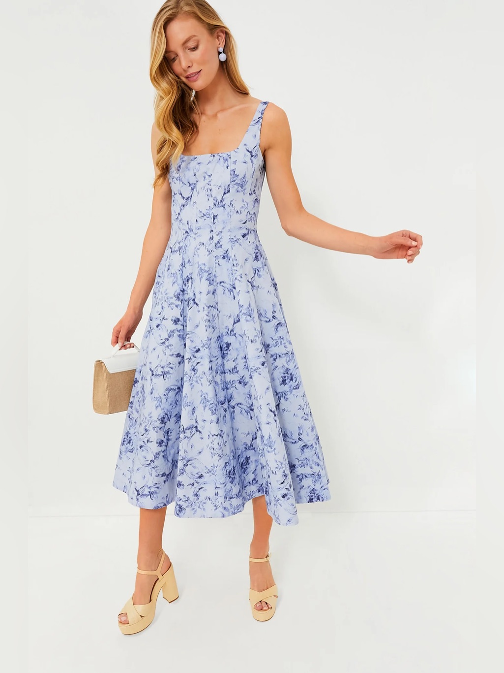 Staud 4 Wells Midi Dress Periwinkle Sketchbook Floral
